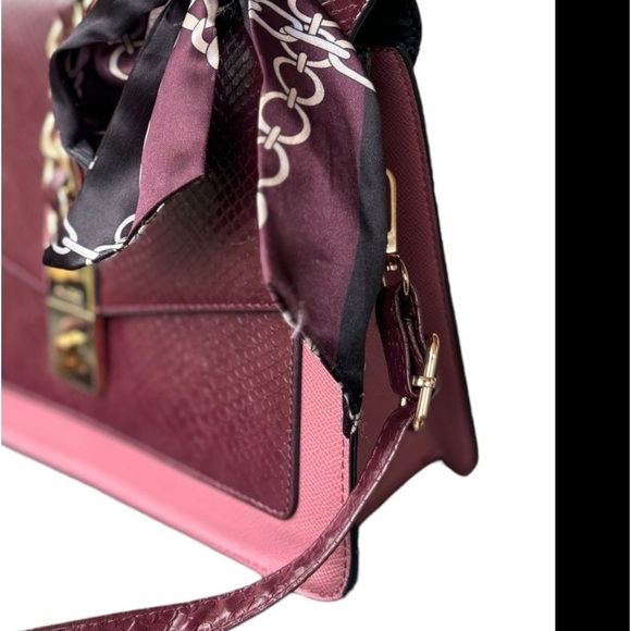 Aldo Burgundy Wine Leather Bag Structured Top Handle / Shoulder Bag / Crossbody - Picture 2 of 16